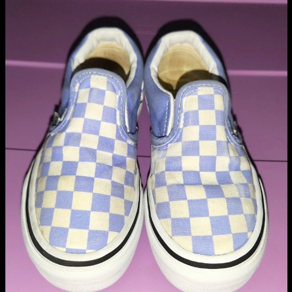 Blue and White Checkered VANS for boys or girls